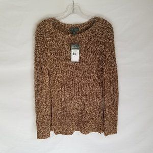 LRL Lauren Jeans Co. Ralph Lauren Brown Loose Knit Sweater Women's Medium.